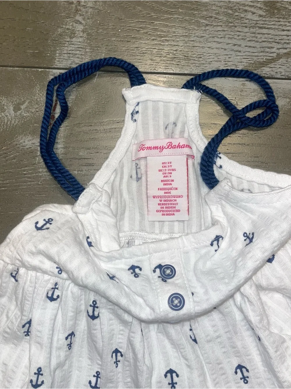 Tommy Bahama White Navy Blue Anchor Sun Dress Spaghetti Straps NWT Girls 3T